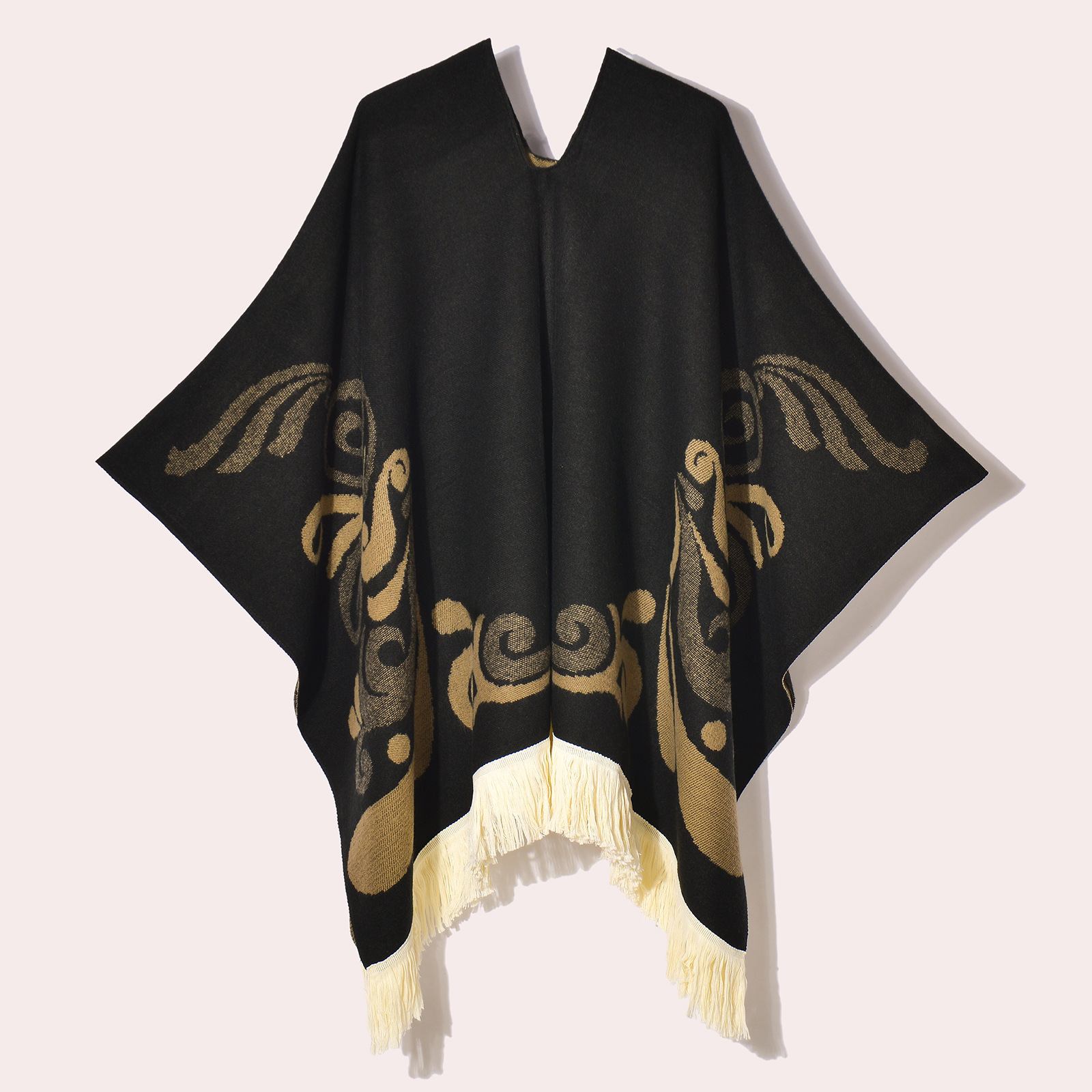 New Womens Pullover Tassel Patchwork Shawl Travel Photography National Style Outdoor Jacquard Decorative Warm Cape