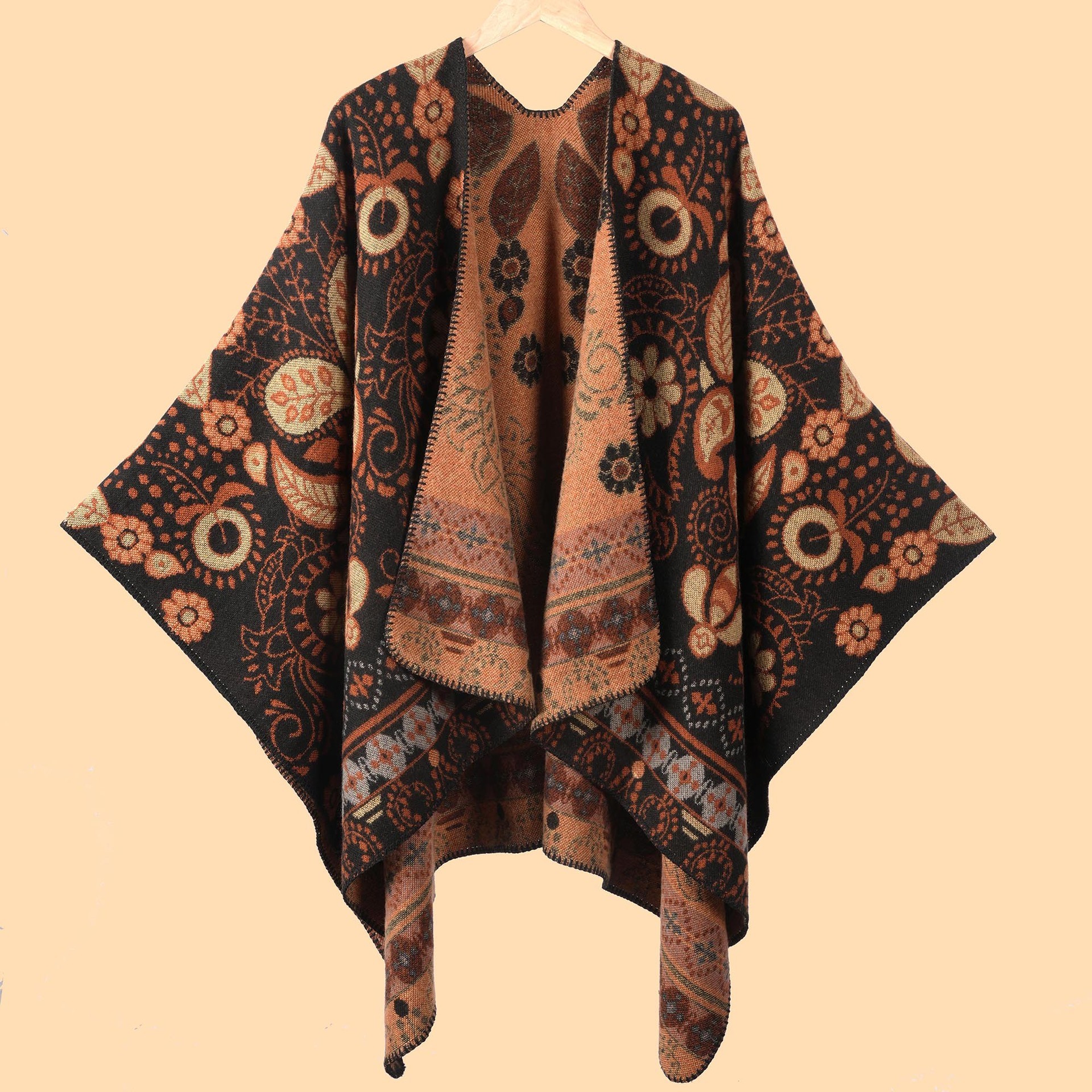 New Cashew HighQuality Jacquard Thickened Warm Shawl for Women Autumn Winter Outdoor ColdProof Cape