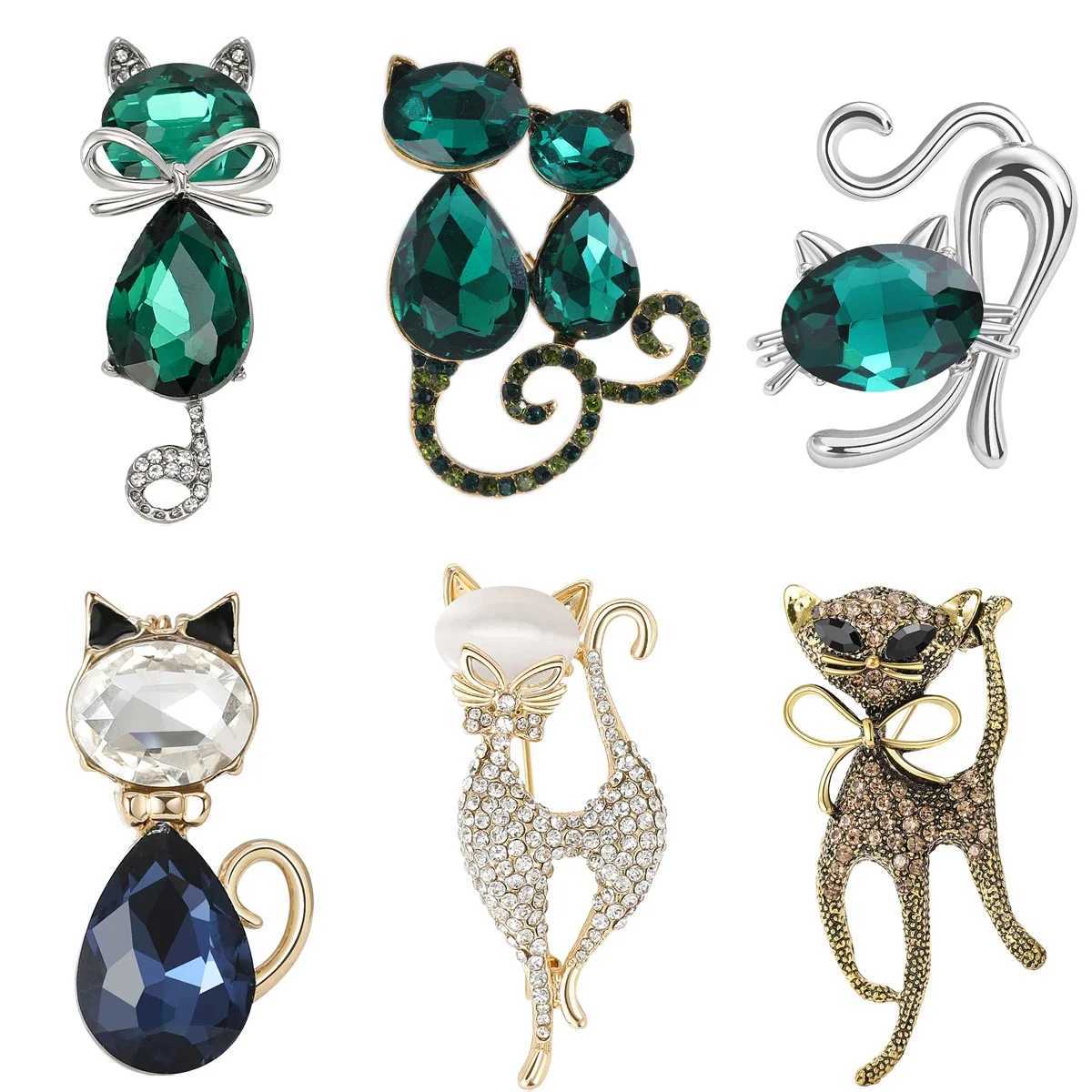 Rhinestone Kitten Pins for Women Unisex Enamel Animal Brooches Cat Lapel Pin Event Party Backpack Decoration Clothes Accessories J251115