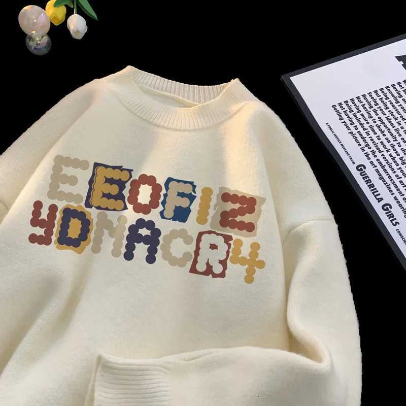 Mens Oversized Sweaters Autumn White Knitted Sweater Fashion Letter Print 5XL Casual Wear for Man Knit Pulloves Men ClothesT251025