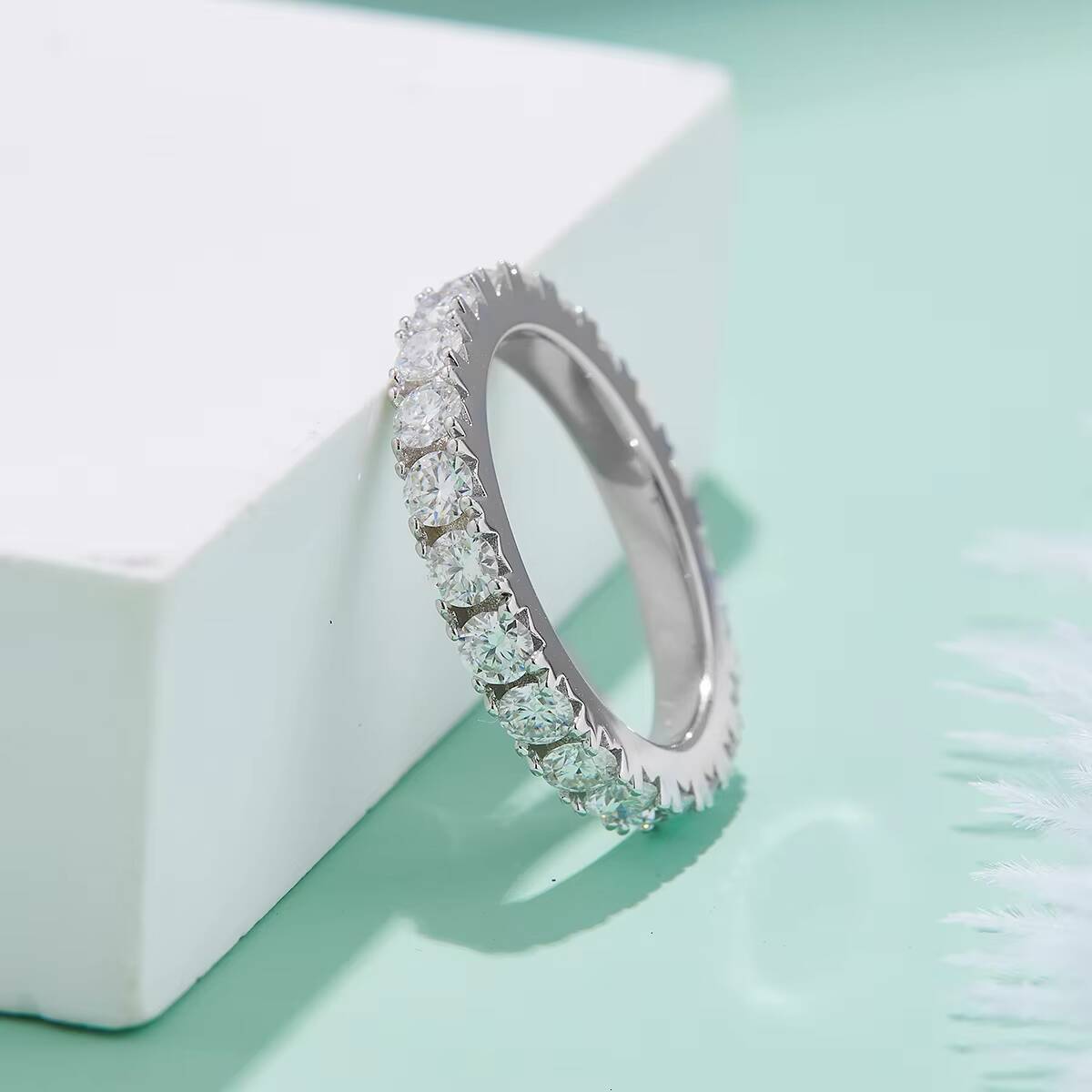 S925 Silver Platinum Moissanite Full Ring 30mm Stylish Ring Micro Nail Diamond Stone 30mm Stylish Ring Micro Nail Diamond