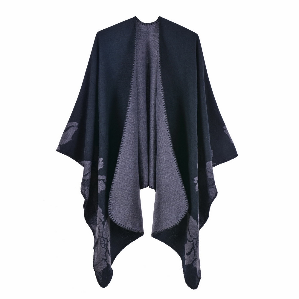 New Fashion Thickened Large Shawl for Women with Large Flowers DoubleSided Imitation Cashmere MultiFunctional Cape