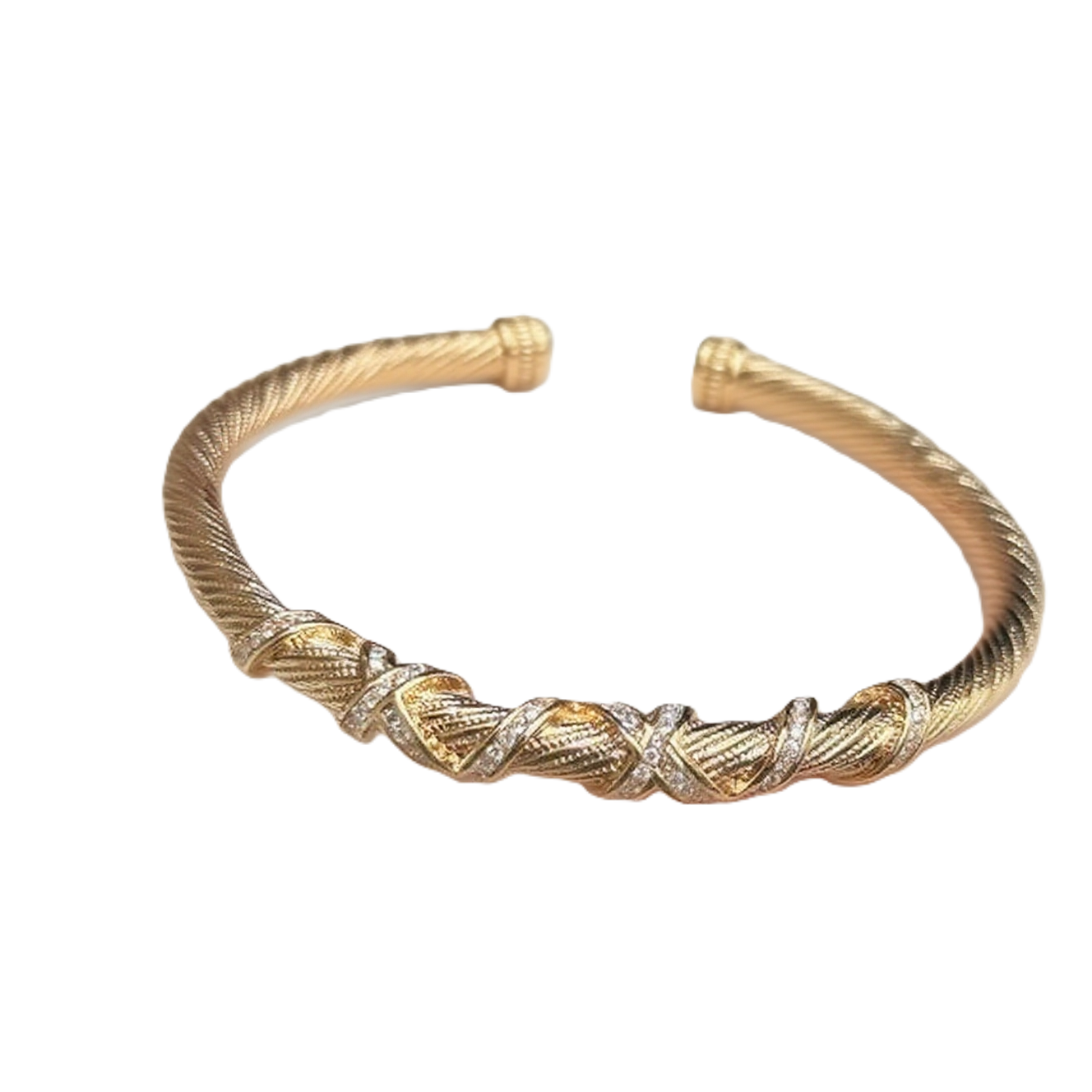 TaiYang New Gold Plated Copper Eternal Flow Braided Bracelet,Twisted Copper Bangle Adjustable for Women