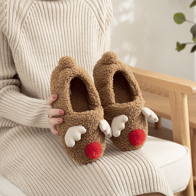 Winter luminous shoes, warm and fashionable home shoes, soft soled thick Christmas cotton slippers, casual children's shoes