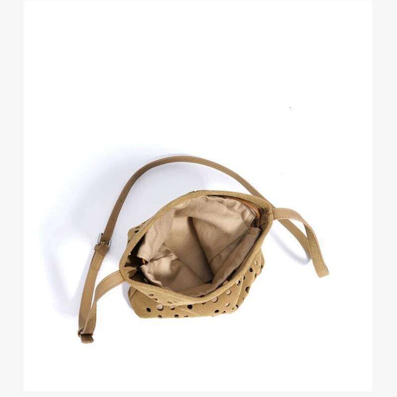 Suede Genuine Leather Women Small Composite Crossbody Vintage Hollow Out Single Shoulder Bags Niche Design Soft Purses Suotong1025