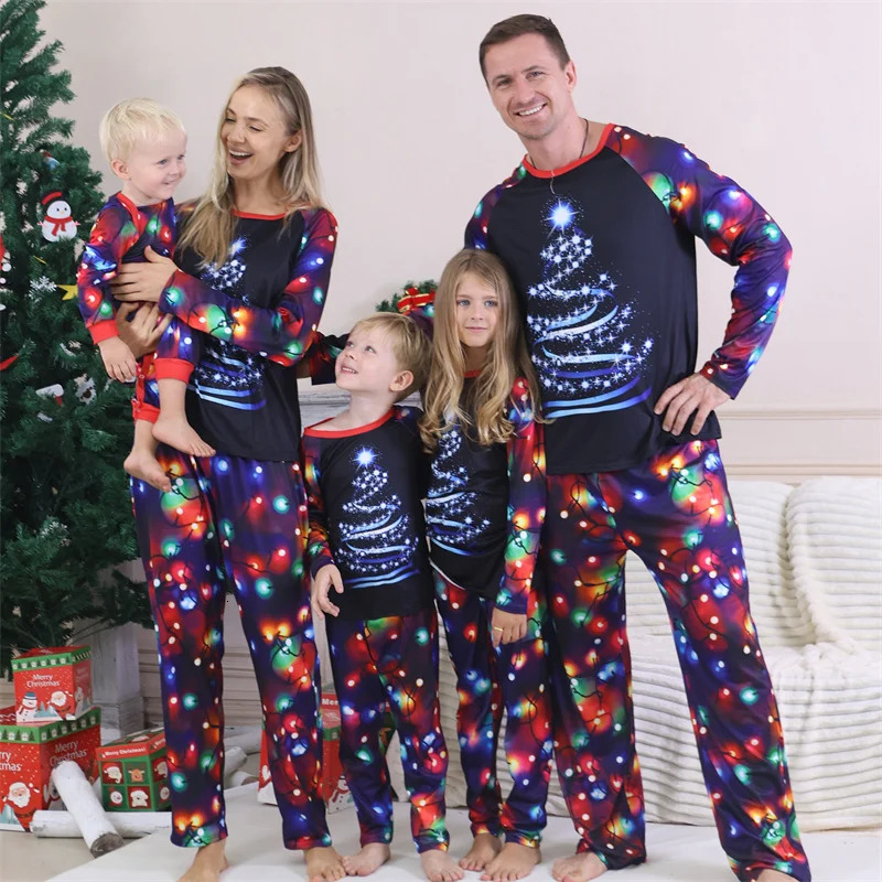 Christmas Family Matching Sets Father Mother Children Cartoon PajamasPants 2Pcs Xmas ParentChildren Homewear Clothes Suit 251023