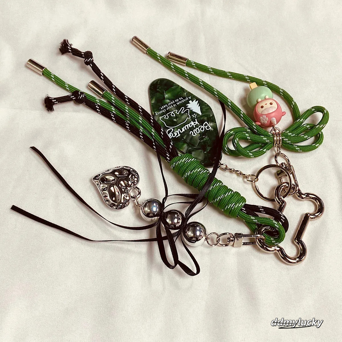 Rope Keychain Charm Chain Retro Bracelet Bags Cartoon Pendant Bowknot Love Versatile Bag Accessories Gift Ddmylucky