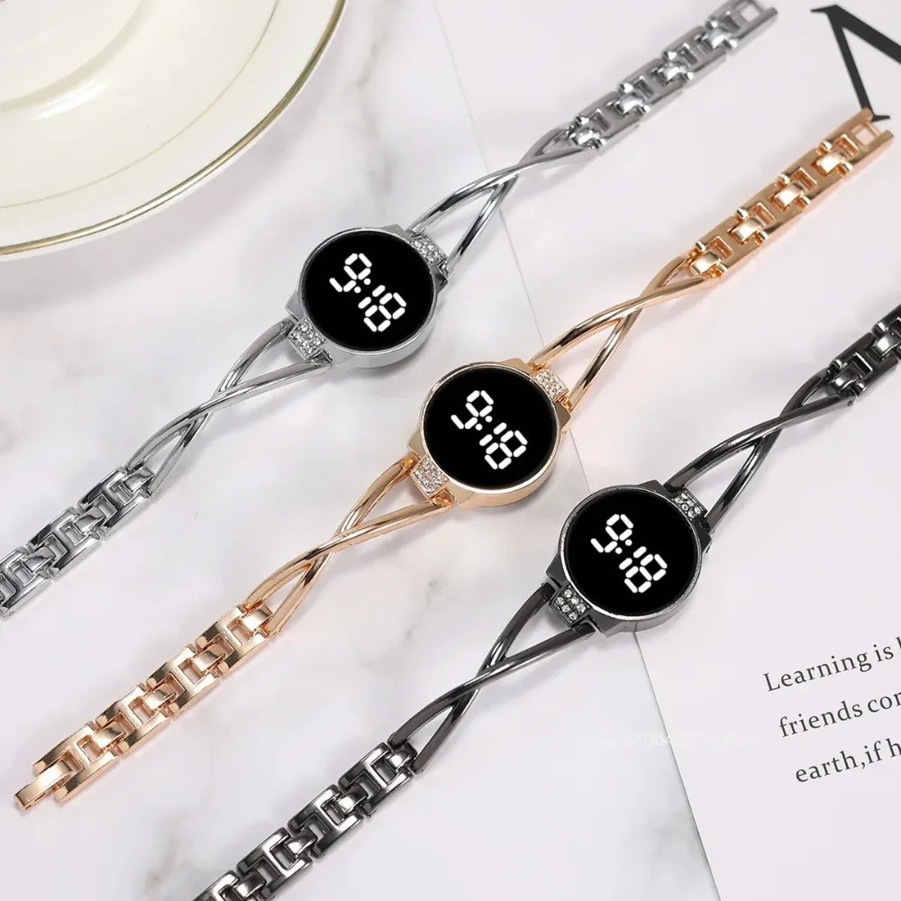 LED Fashion Watch Touch Womens Digital Wristwatches Decorative Steel Belt Electronic Student Women Bracelet 251021
