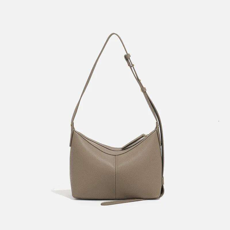 Women Vintage Solid Color Zipper Small Genuine Leather Shoulder Underarm Bags Fashion Female Niche Design Commuter Handbags 251025