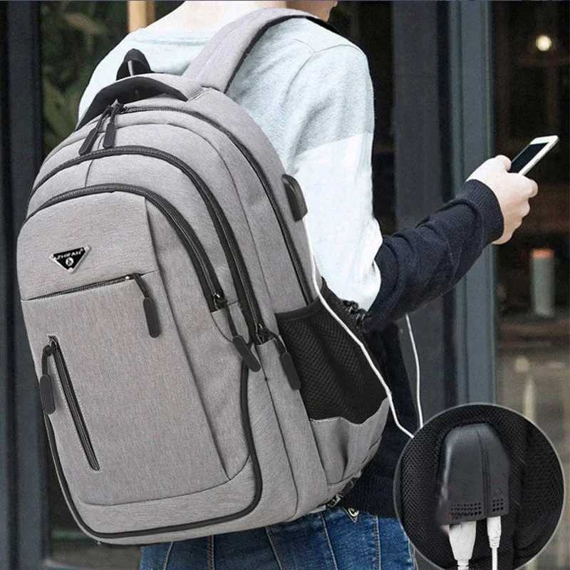 Large Capacity Backpack Men Laptop Backpacks 156 Oxford Black Solid High School Bags Teen College Boy Gril Student Backpack W251025