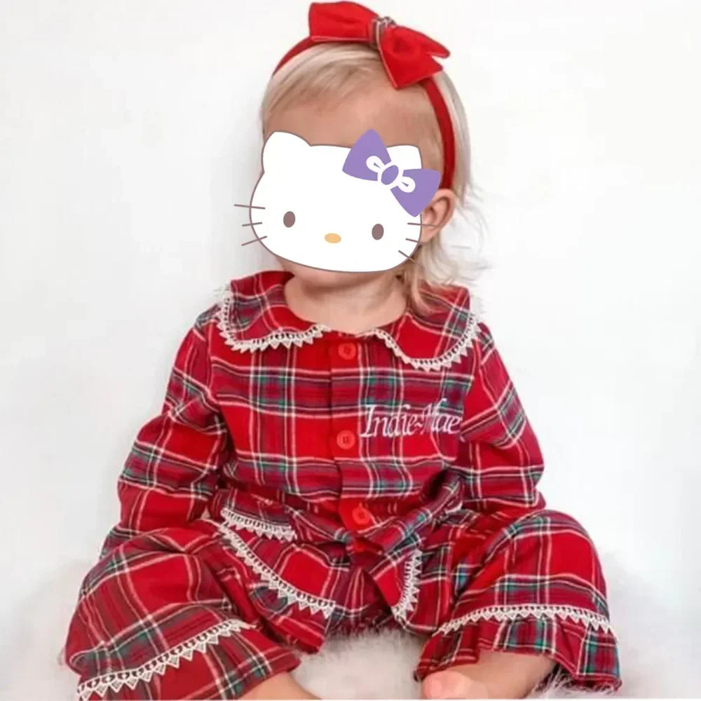 Ruffkids Family Matching Cotton Flannel Plaid Baby Girls Boys Pyjamas Robe Loungewear Sibling Velvet Kids Christmas Pajamas Sets 251023