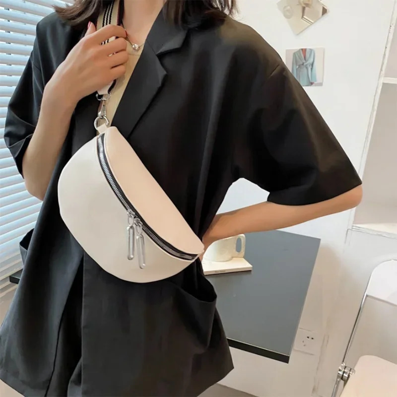 Elegant Solid Colour Soft PU Leather Fanny Packs For Women Stylish Waist Bag Female Waist Pack Ladies Charm Crossbody Chest Bag 251023