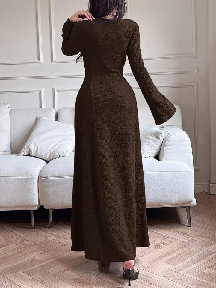 autumn and winter elegant womens longsleeved simple basic plain dress 251023
