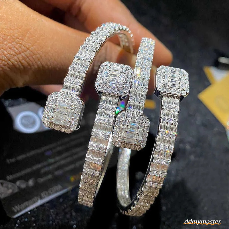 Fashion Bangle Bracelet Sterling Sier, Baguette Cut Style - Statement Jewelry For Couples Ddmymaster