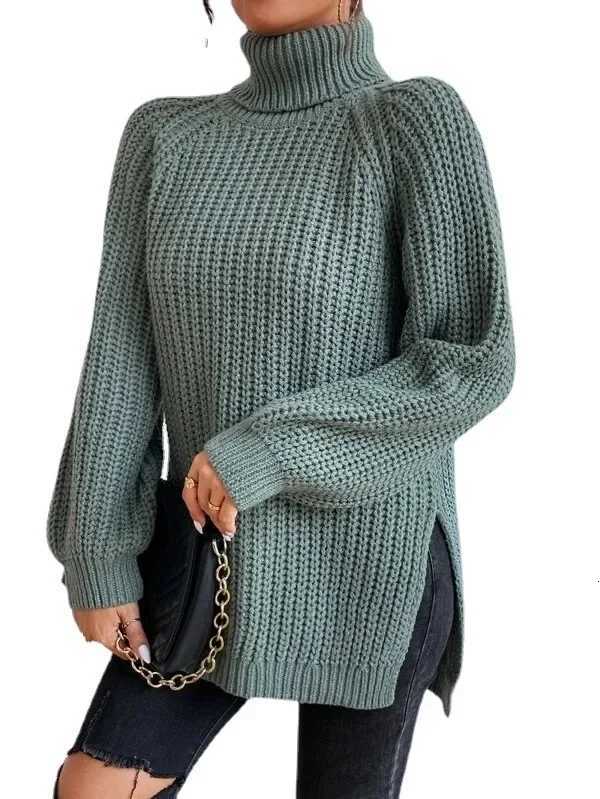 Turtleneck Y2k Kintted Sweater Women Split Crochet Jumper Top Egirl Pullover Spring Autumn Winter Thick Sueter Work JumpersT251025