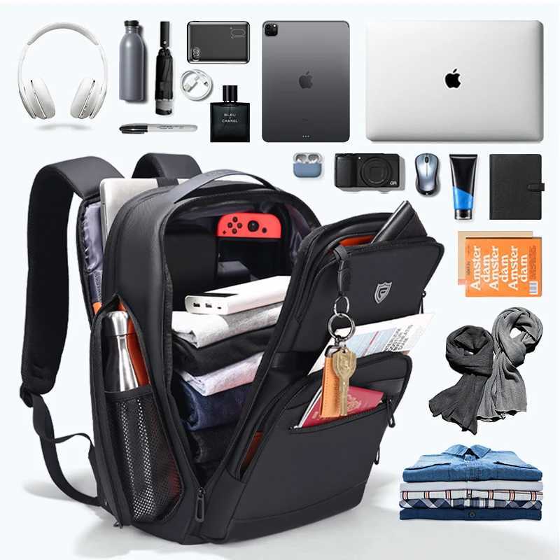 Fenruien Men 36L Business Backpack USB Waterproof Multi Pocket Backpacks Fit 173 Inch Laptop W251025