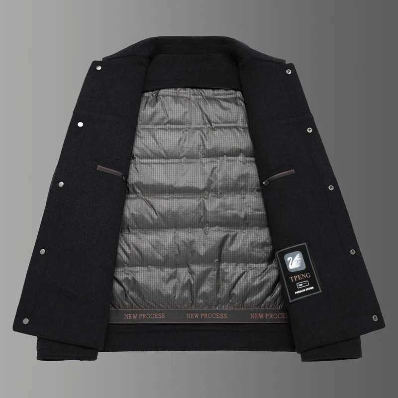 2024 Winter New Mens Woolen Coat Detachable Goose Down Inner Tank Thickened Warm Wool Casual CoatT251025