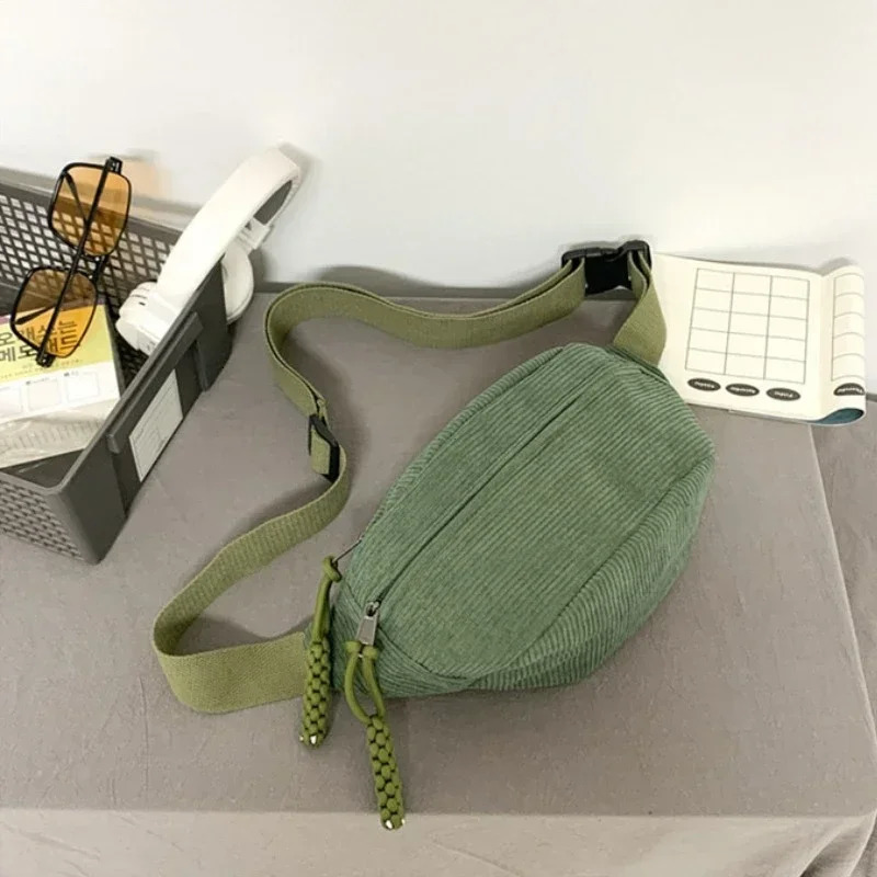 Corduroy Women Waist Pack Large Capacity Street Style Chest Bag Fanny Pack Shoulder Crossbody Bags Sling Pack Waist Belt Bag 251023
