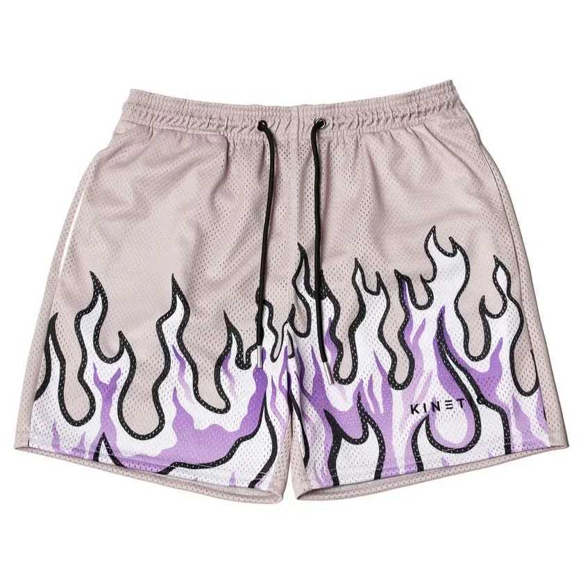 Mesh Breathable Mens Shorts Fitness Basketball Running Quickdrying Shorts Loose Flame Print Fashion Shorts Summer ShortsXJ251025