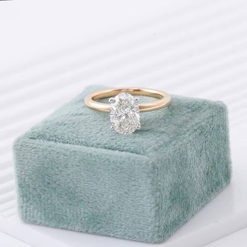 4ct Diamond Ring Lab Grown Diamond Ring Oval Hand Inlay Igi Certified Diamond Wedding Engagement 14k Gold Rings for Women