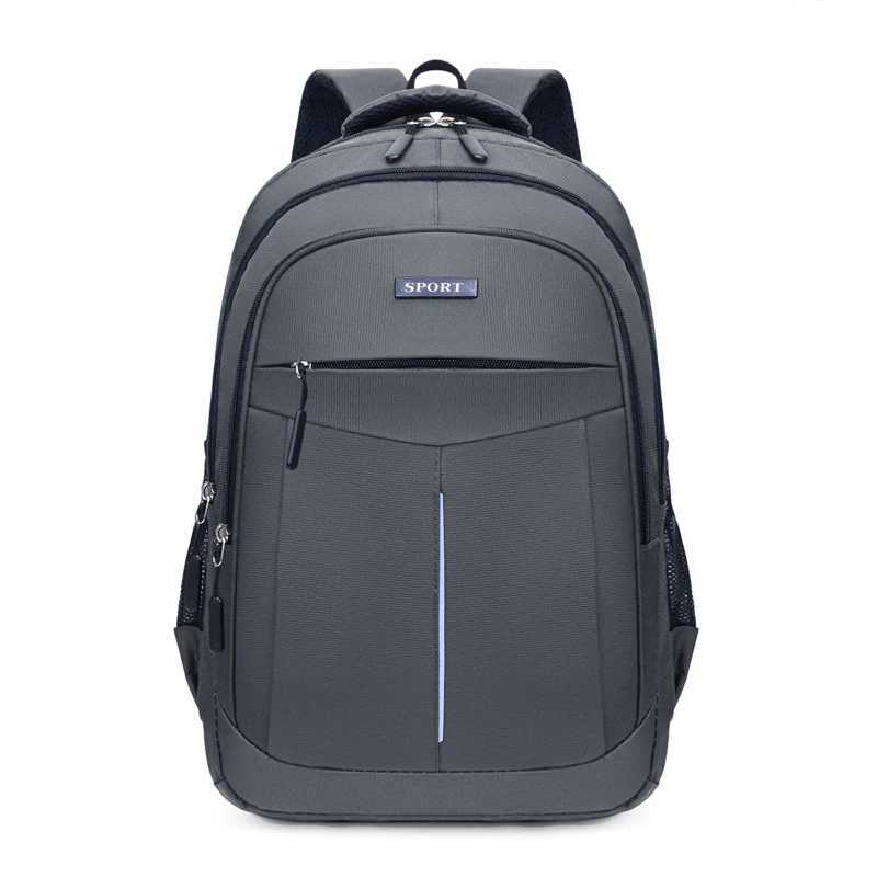 Mens Backpack large capacity black laptop bag adjustable strap and multiple compartments leisure travel bag W251025
