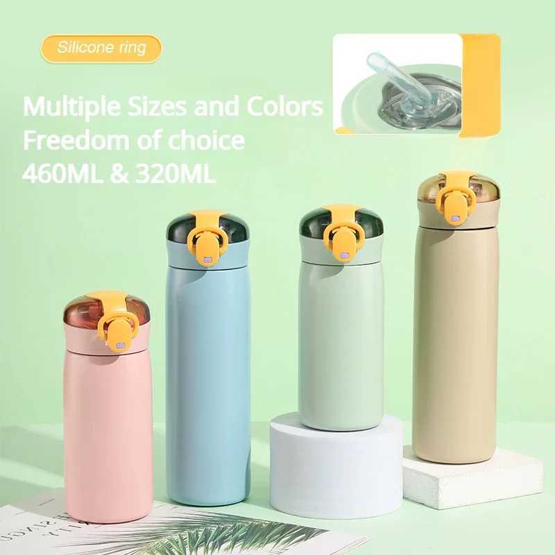 Portable Kids Thermos Mug With Straw Stainless Steel Cartoon Vacuum Flasks Children Cute Thermal Water Bottle Tumbler Thermocup J251025