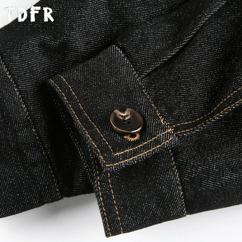 Big Pocket Denim Cargo Jacket Mens Autumn Retro Casual Spliced Lapel Loose Long Sleeve Outerwear Man 251017