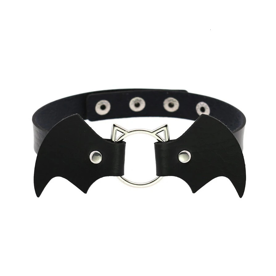 Woman Black Bat Punk Choker Collar Necklace Sexy PU Leather Heart Lock Key Spike Gothic Cosplay Accessories Party Jewelry 251023