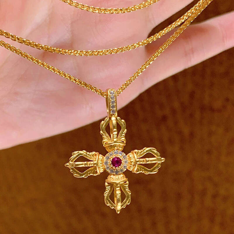 Vra Cross Necklace High-Value Design Fashionable New Double-Sided Wear Clavicle Chain for Women