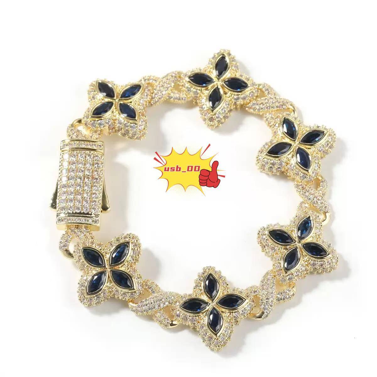 Moissanite Necklace Four-leaf Clover Bracelet Custom Hip Hop Jewelry Vvs 19mm Cuban Chain For Rapper