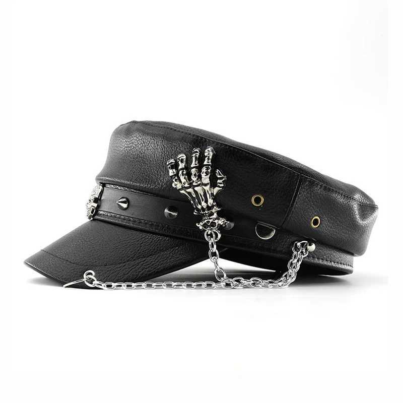 1pc Wen Punk Beret Hat with Black Rivet Punk Style Newsboy Warm Visor Beret Vintage Cabbie Csfor OutdoorDaily Use Gift Y251025