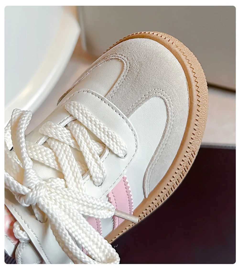 PU Leather Sneakers For Children Antislippery Outdoor Teenager Girls Skate Shoes Softsoled Breathable Kids Sport ShoesT251025