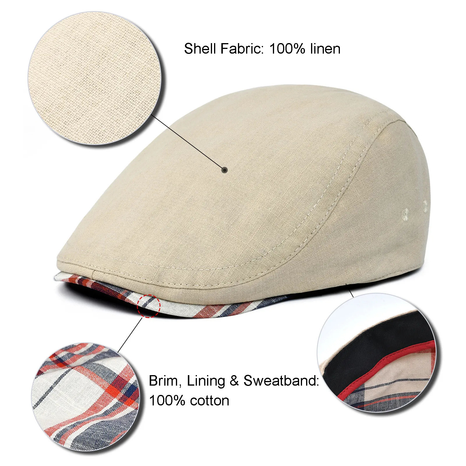 JANGOUL Linen Cap Irish Flat Cap for Men Casual Fitted sboy Cap Adjustable Classic Ivy Gatsby Hat 251021