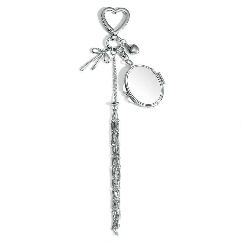 Fashion Simple Metal Stainless Steel Pendant Korean Style Keychain Lipstick Mesh Bag