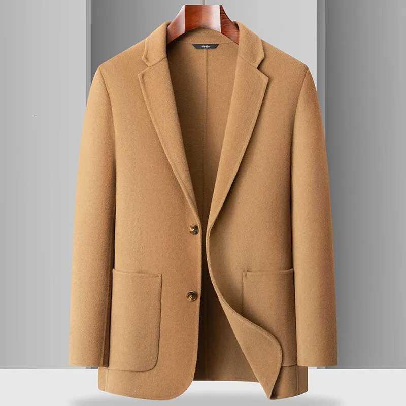 Casual Mens Woolen Coats 2025 Spring Autumn Short Overcoat Solid Color Wool Windbreaker Jacket Business Warm Top Suits ClothingT251025