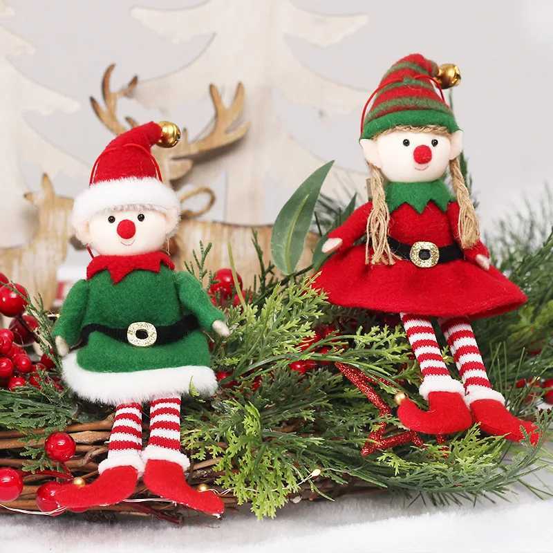 41PC Christmas Elves Stuffed Plush Dolls Hanging Ornaments Xmas tree Decor cute Boy Girl Elf Pendant Kids Gifts New Year Gifts C251024