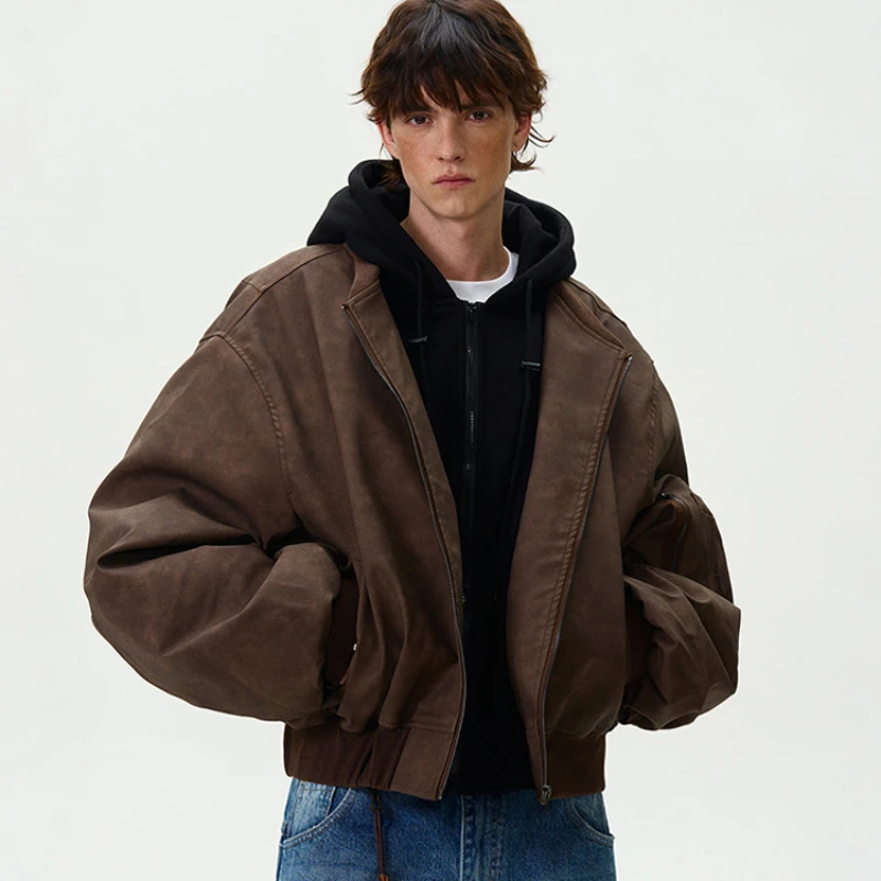 Thicken Motorcycle Hooded Leather Jacket Mens Winter Two Pieces Fashion Hip Hop Warm Parkas Pilot Bomber Cotton Coats 251020