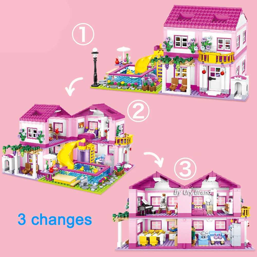 Friends City House Summer Holiday Villa Castle Building Blocks Sets Figures Swimming Pool DIY Toys for Kids Girls Christmas Gift C251023