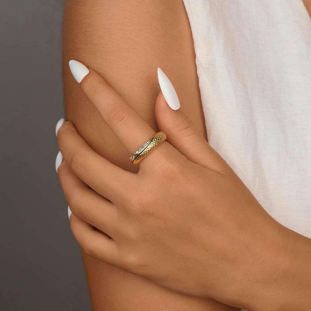 Stackable Rings for Women Infinity Interlocking Stack Non-Tarnish Two-Tone Gold Sier Plated Engagement Wedding Promise Chunky Fidget Dainty Cubic Zirc