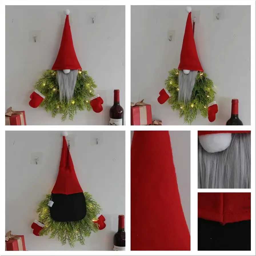 40x55CM Glowing Faceless Wreaths Crative Christmas Hanging Garland Ornament For Wall Door Window Fireplace Home Hotel C251024