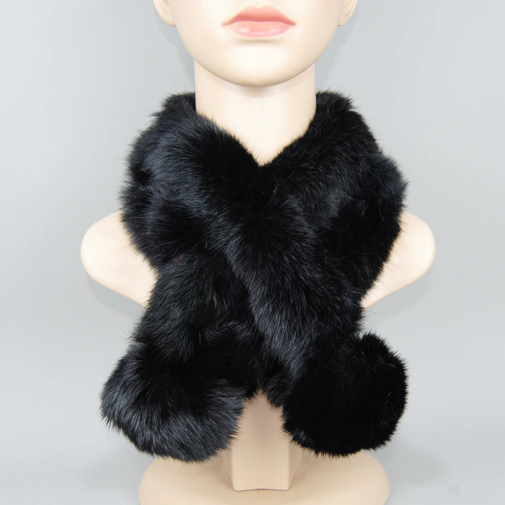 2025 Women Winter Warm Real Rabbit Fur Scarf With Ball Casual Thick Female Fashion Genuine Fur Scarves Ladies Neck Warmer 251020