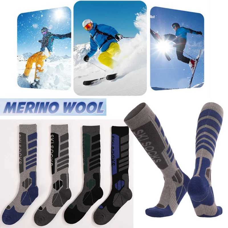 1 Pair Professional Wool Ski Socks Outdoor Sports Thickened Terry Keep Warm Knee High Long Skiing Snowboard Hiking Socks Y251024