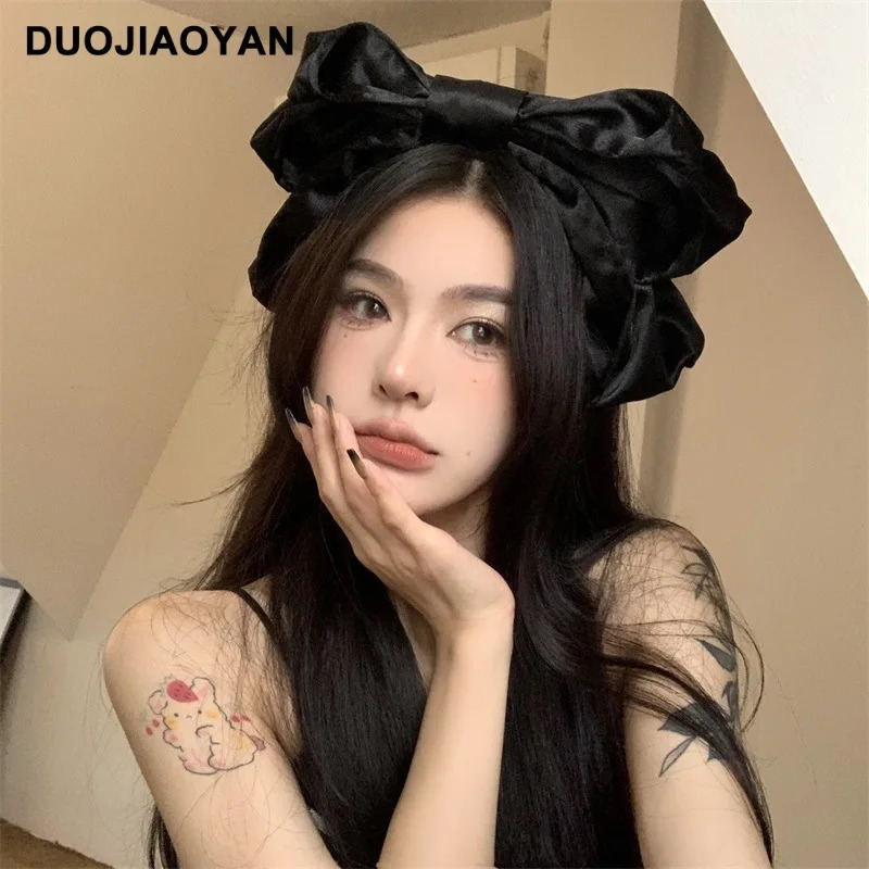 Internet Celebrity Same Style Sweet Japanese Solid Color Big Bow Headband Lolita Satin ThreeDimensional Versatile Twist Hair Ac 251023