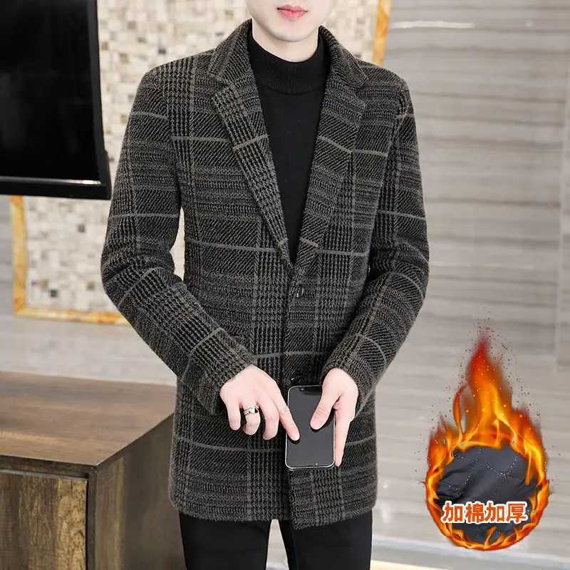 2025 Winter New Mens High Quality Medium to Long Length Cotton Warm American Single breasted Woolen Jacket CoatT251025