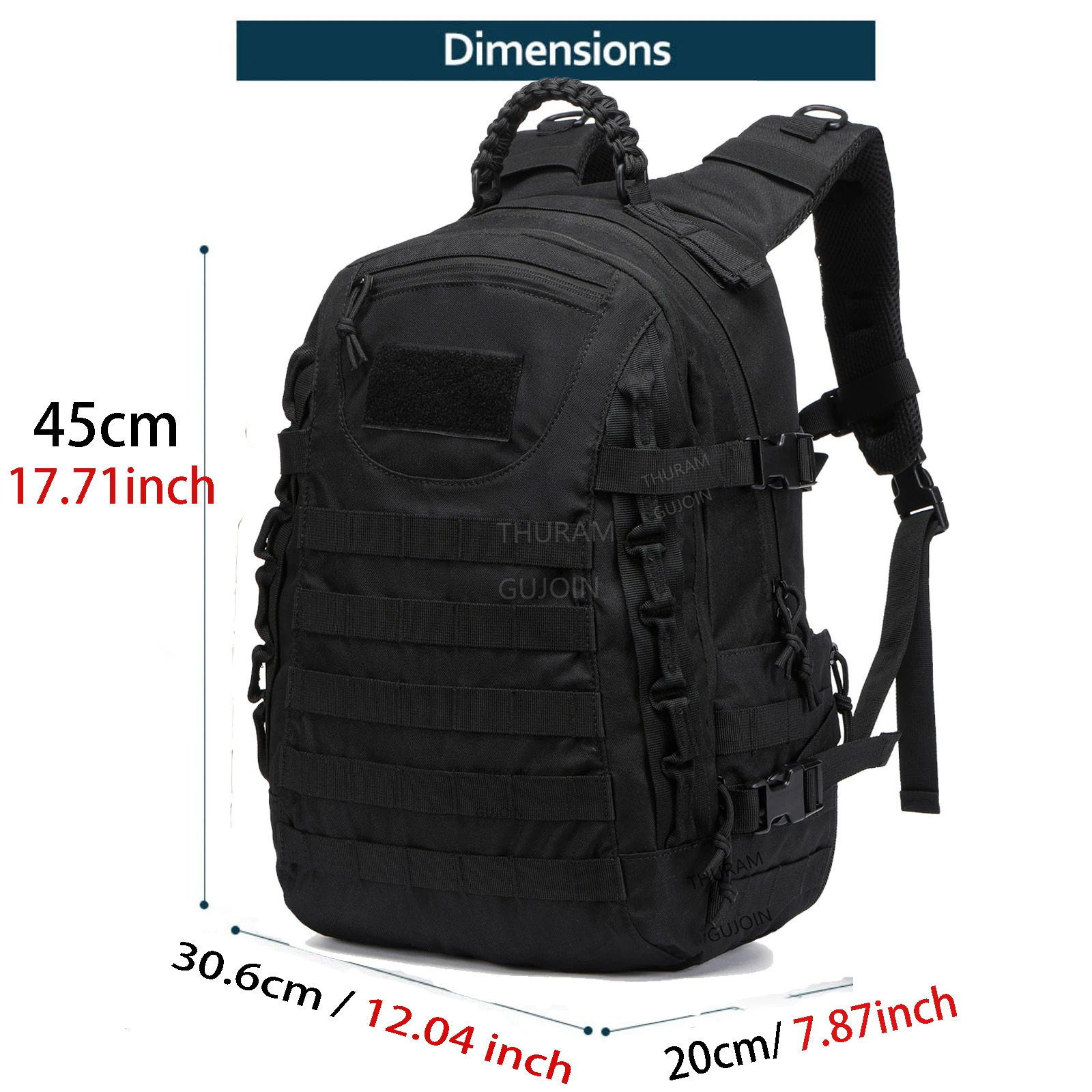 38L Tactical Backpack Style Large Capacity Waterproof Outdoor Rucksack with MOLLE System Hiking Camping Travel Bug Out Bag 251021
