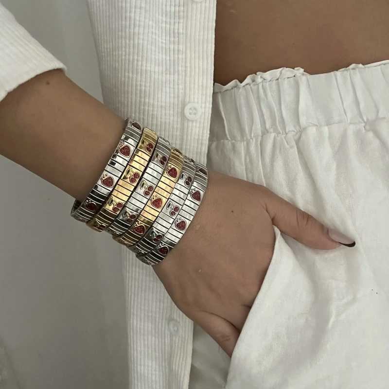 Stainl Steel Fashion Sterry ry Elastic Bangle Bracelet For Wen Gold Color Statement Chic JewelryW251025