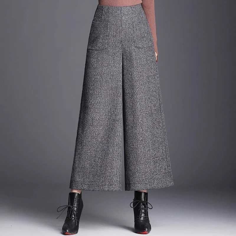 Autumn Winter High Waist Droop Loose Big Feet Casual Ninepoint Plush Velvet Thick Wideleg PantsT251025