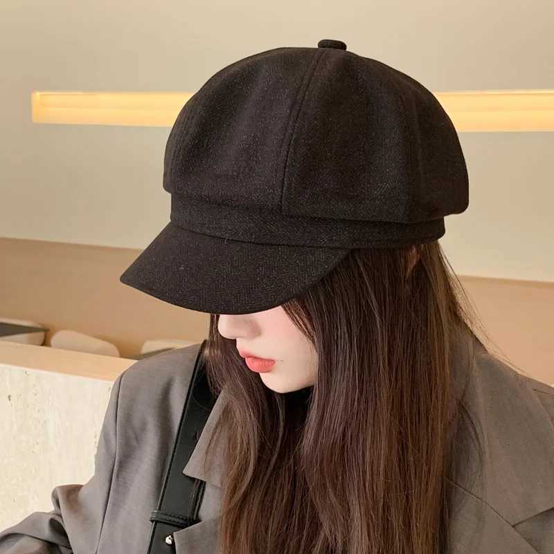 Wens Tren British Style Solid Color Octagonal Beret C Autumn Winter Fashion Casual French Boina Hat for Fems Y251025