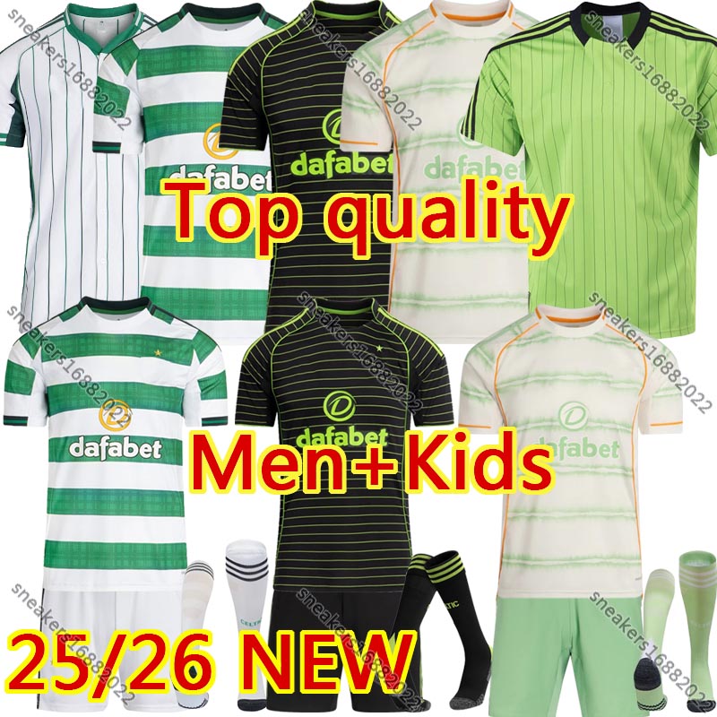 2025 26 Celts Soccer Jerseys celticfc jersey 25 26 Home Away football shirts EDOUARD men and kids kit IDAH KYOGO MCGREGOR SCHMEICHEL irish celticfootball jerseys set