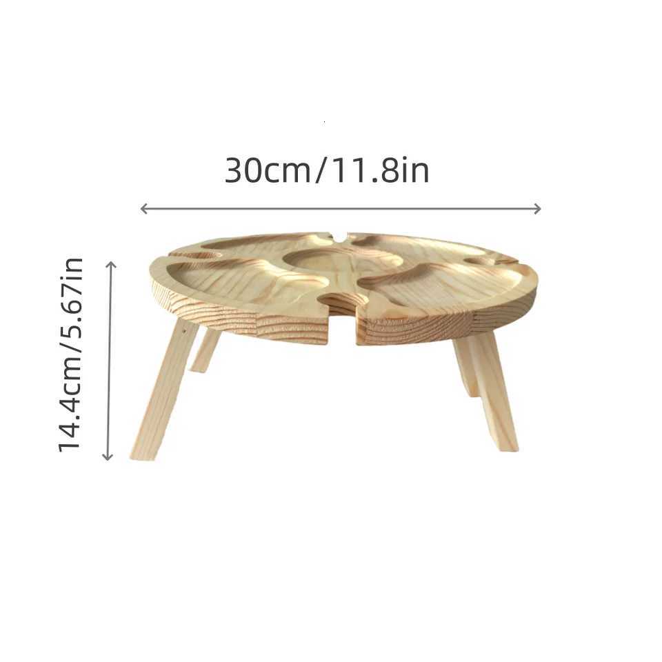 Outdoor Portable Folding Wine Picnic Wooden Table Camping Cheese Board Tray Foldable Snack Table Wine Rack Tourist Fruit Table Y251025